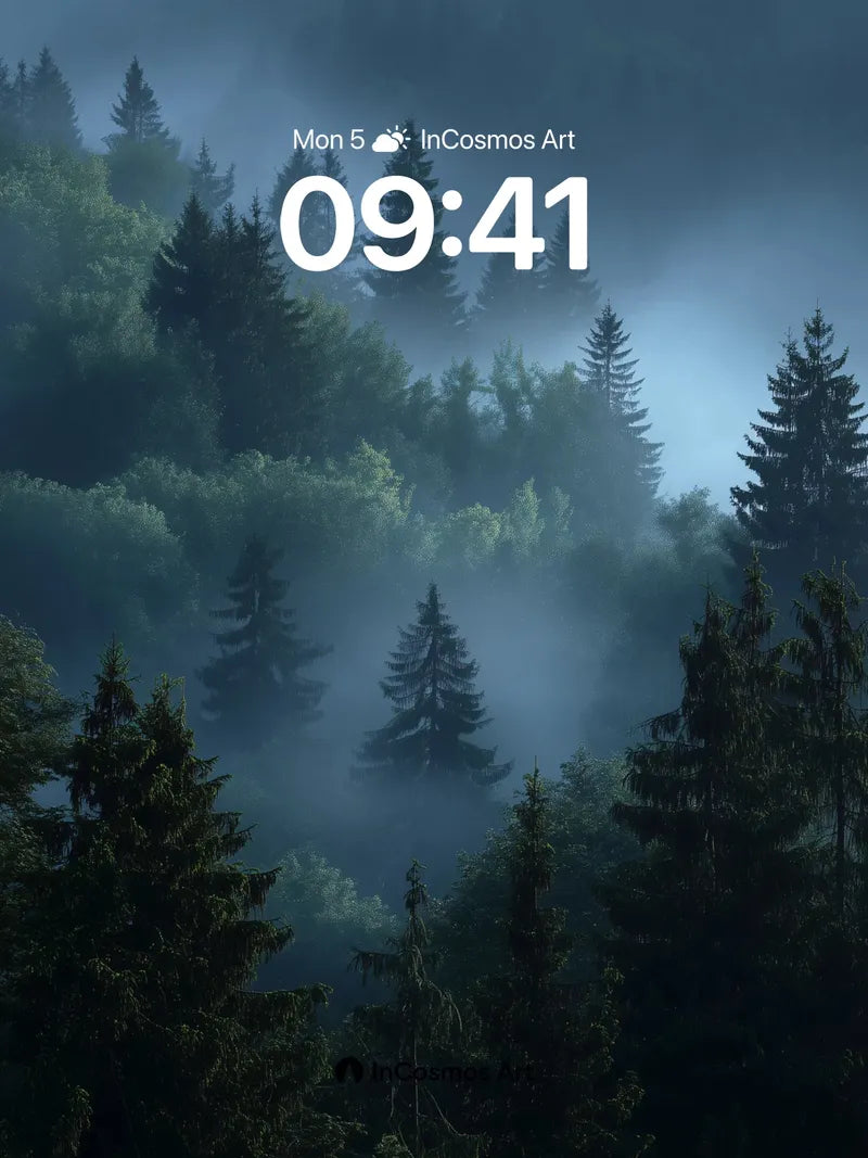 Mist-Swathed Forest Wallpaper with Whispering Pines