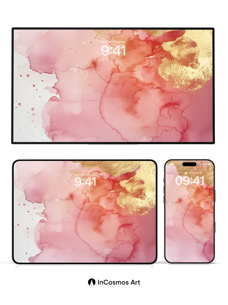 Luminous Bloom Wallpaper with Gold Veins