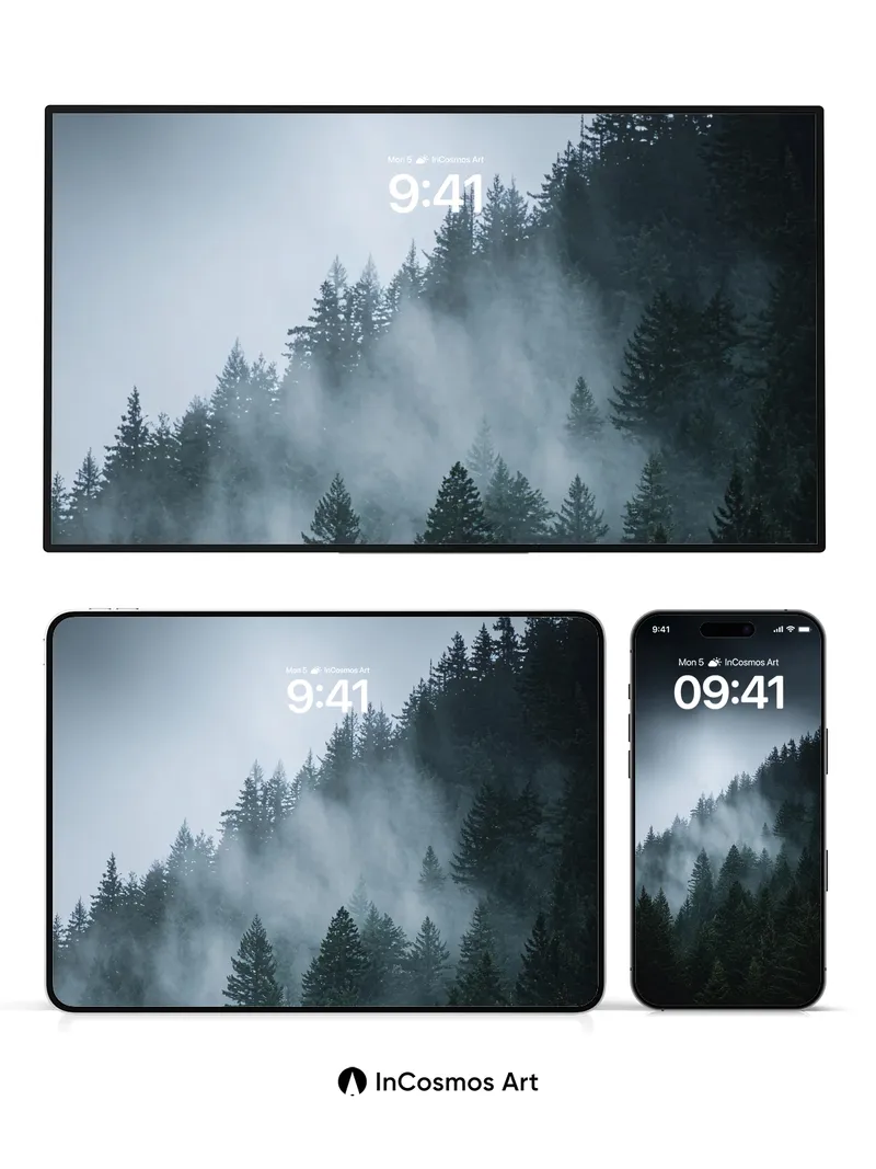 Misty Forest Wallpaper with Whispering Pines