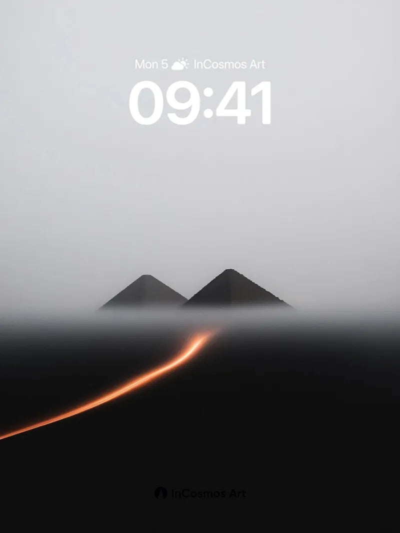 Fogbound Pyramids Wallpaper with Ember Trail