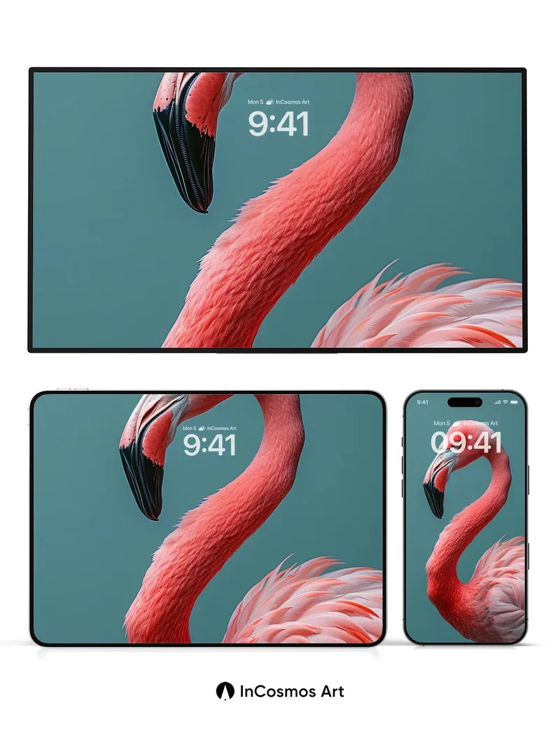 Serene Pink Flamingo Wallpaper with Ethereal Curve