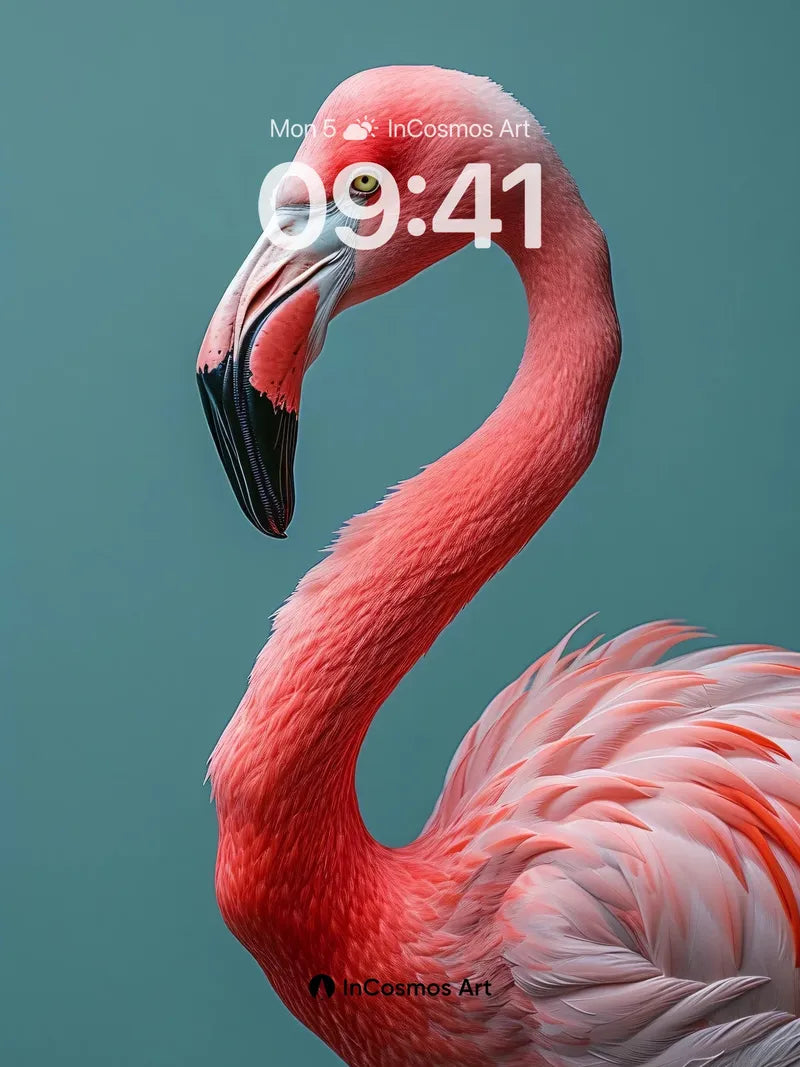 Serene Pink Flamingo Wallpaper with Ethereal Curve