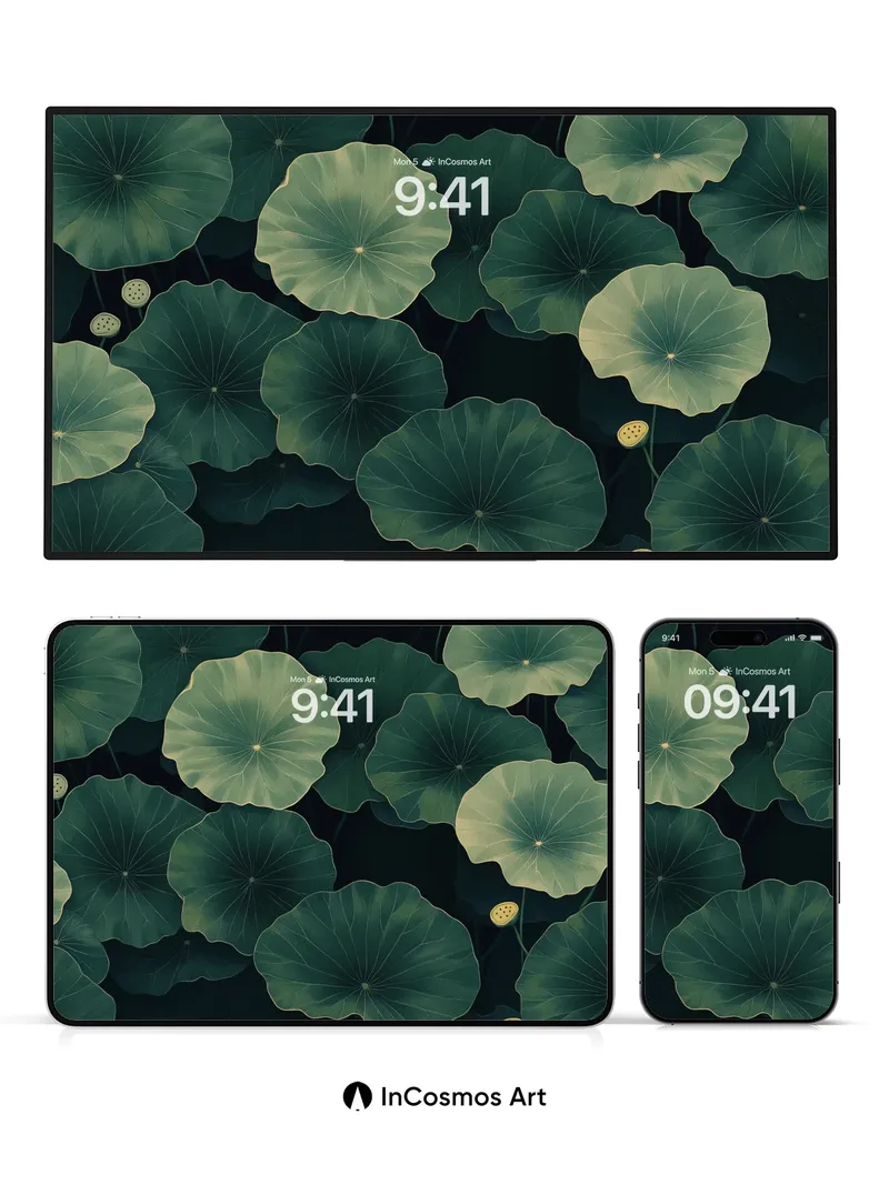 Serenity Lotus Wallpaper with Floating Light