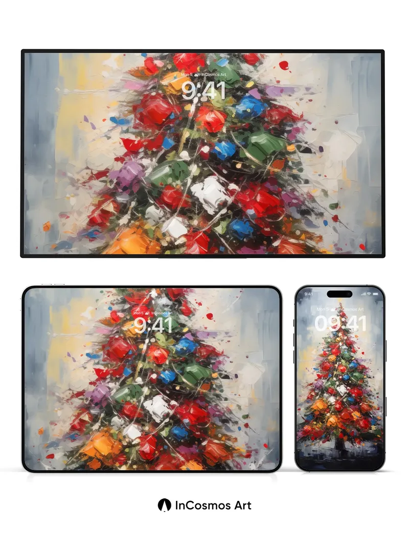 Festive Brushstroke Wallpaper with Starlit Crown