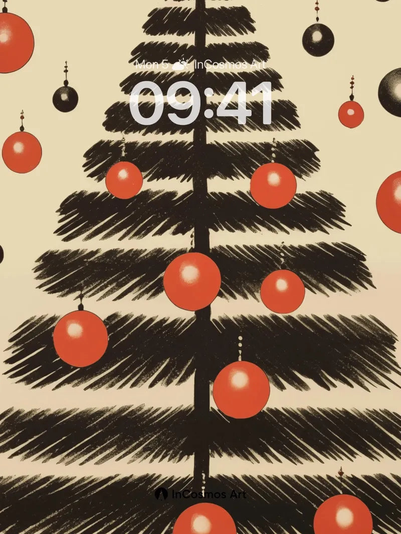 Midcentury Christmas Wallpaper with Starlight Ornaments