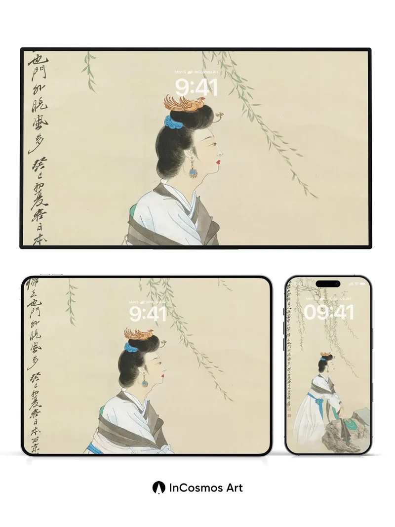 Whispering Willow Wallpaper with Ancient Grace