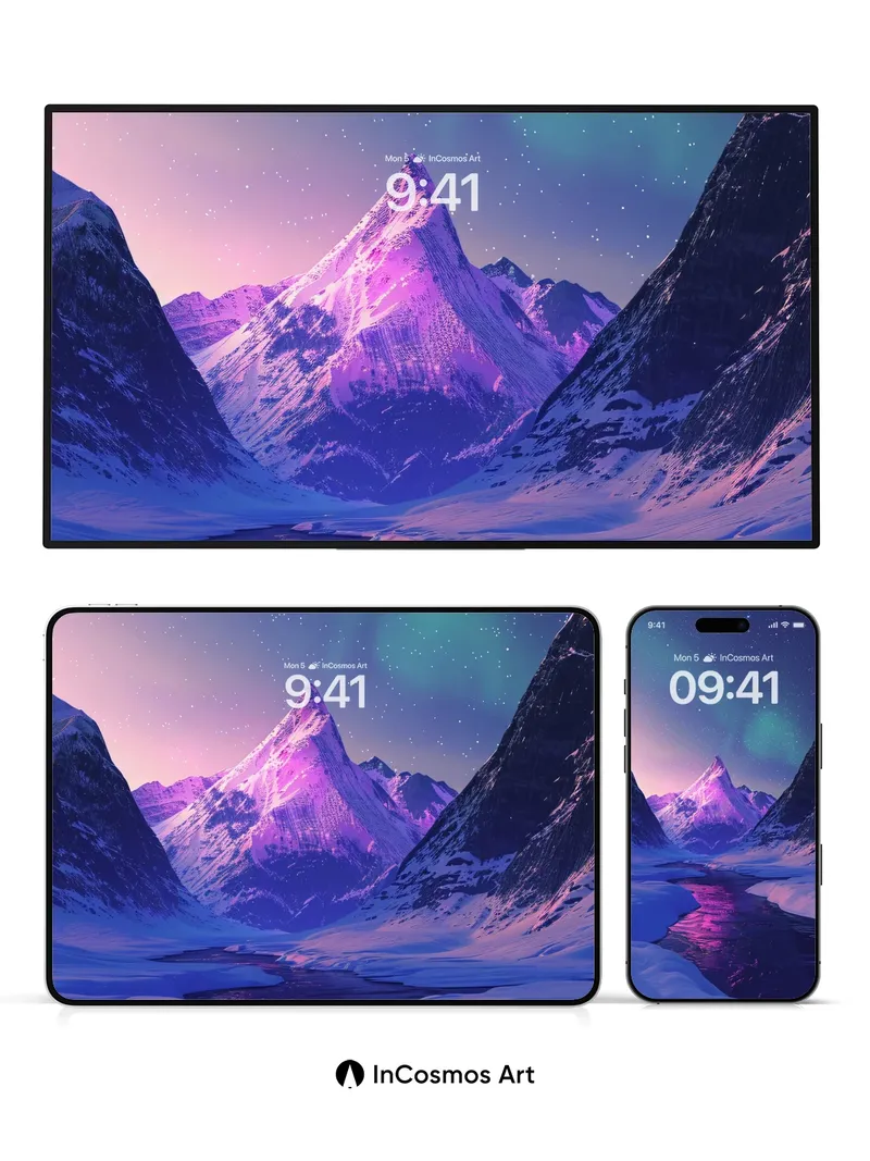 Aurora Veil Wallpaper with Frozen River Pulse