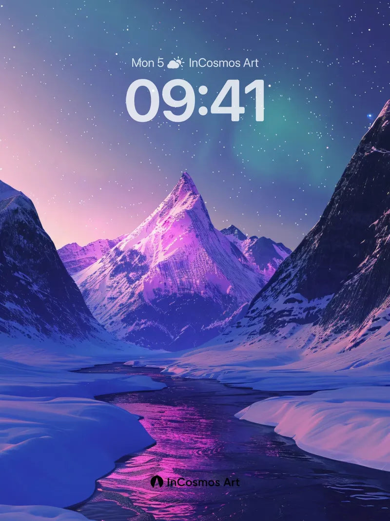 Aurora Veil Wallpaper with Frozen River Pulse