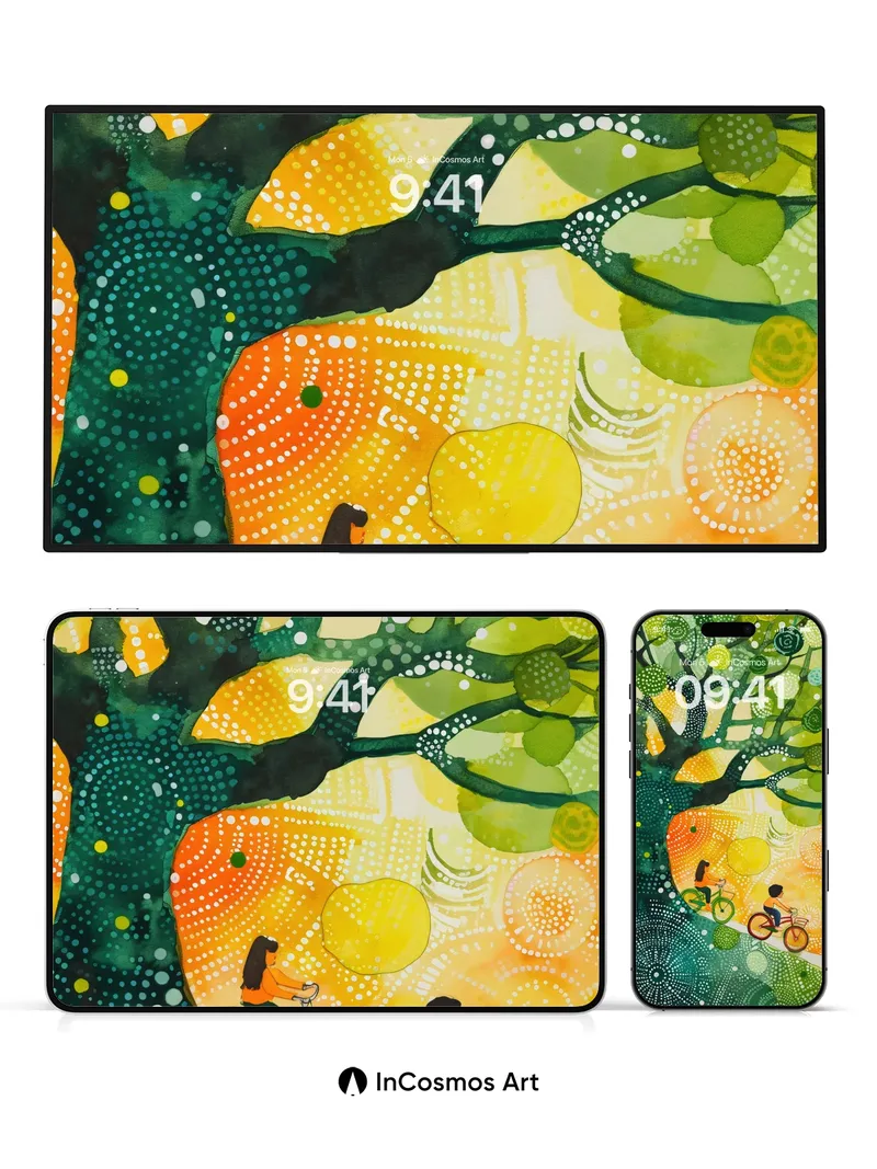 Sunlit Canopy Wallpaper with Dotted Trails