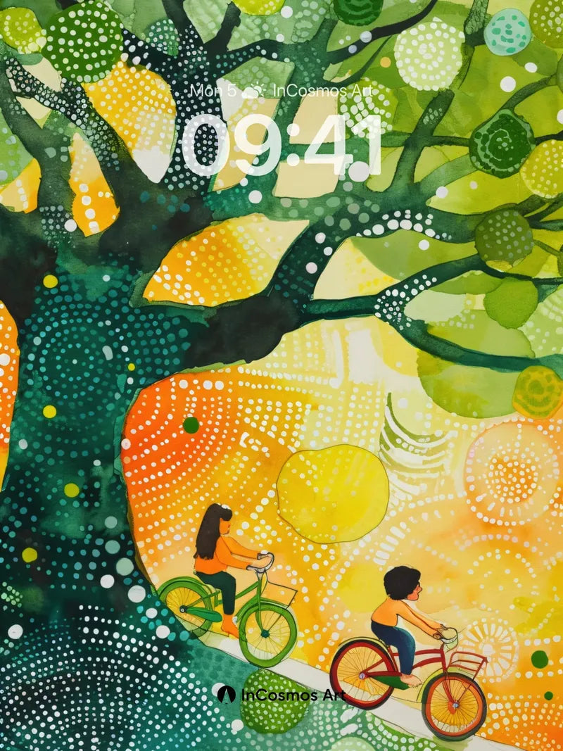 Sunlit Canopy Wallpaper with Dotted Trails