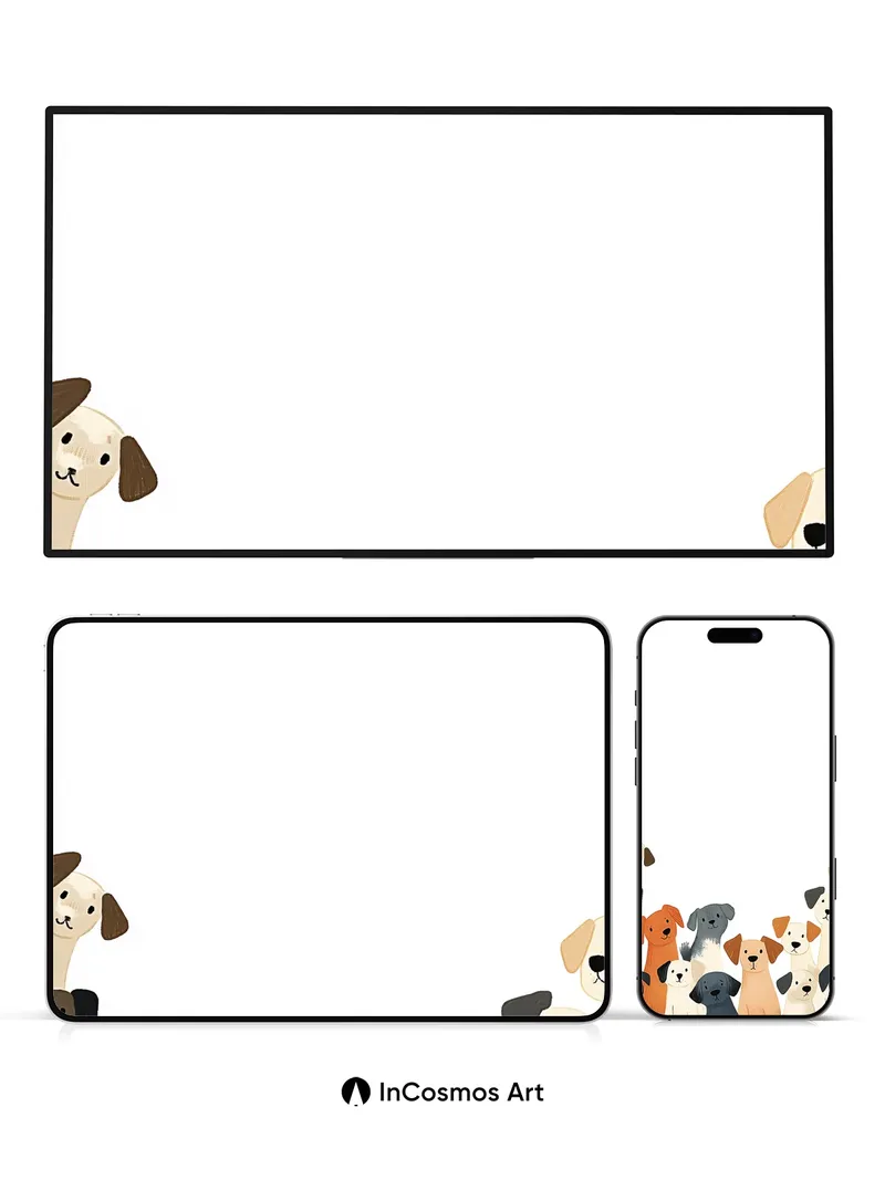 Whimsical Pup Parade Wallpaper with Playful Ears