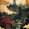 Celestial Ink Wallpaper with Floating Pagodas wallpaper for iPhone, iPad & Mac