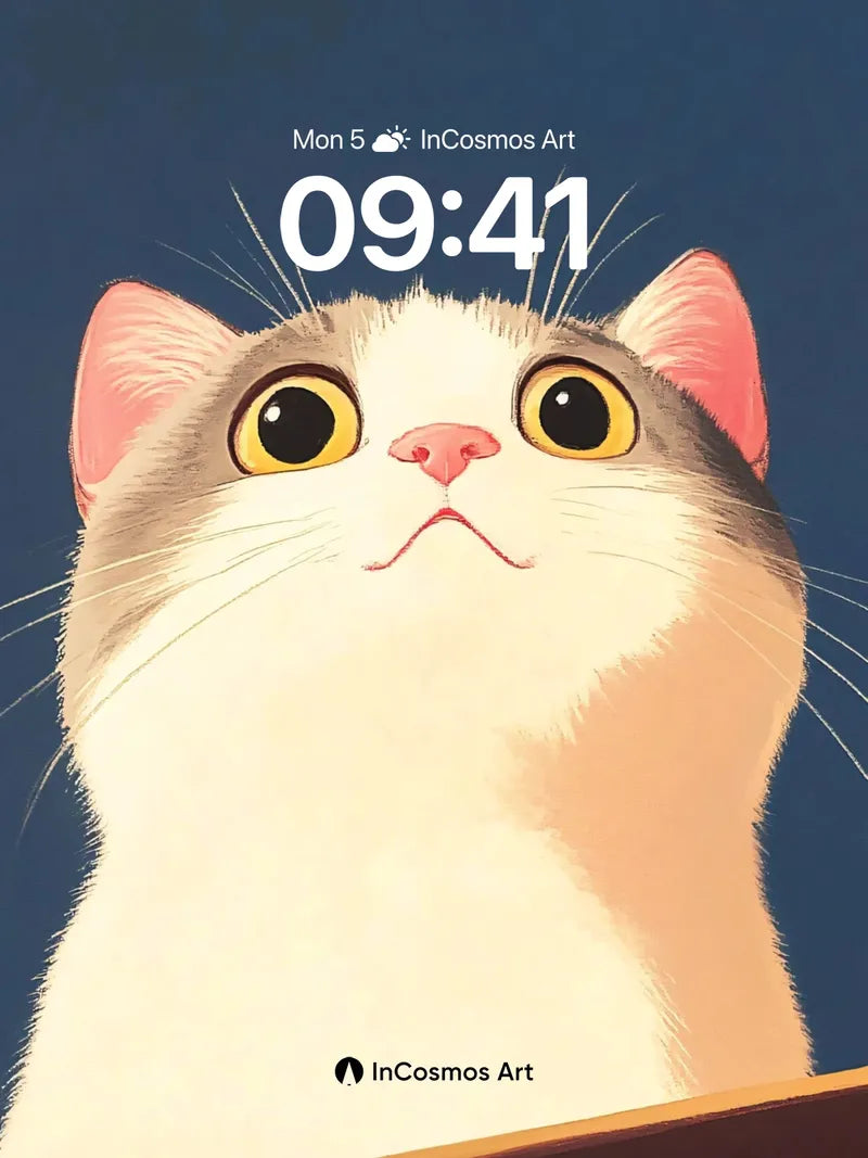 Whiskered Wonder Wallpaper with Soft Gaze wallpaper for iPhone, iPad & Mac