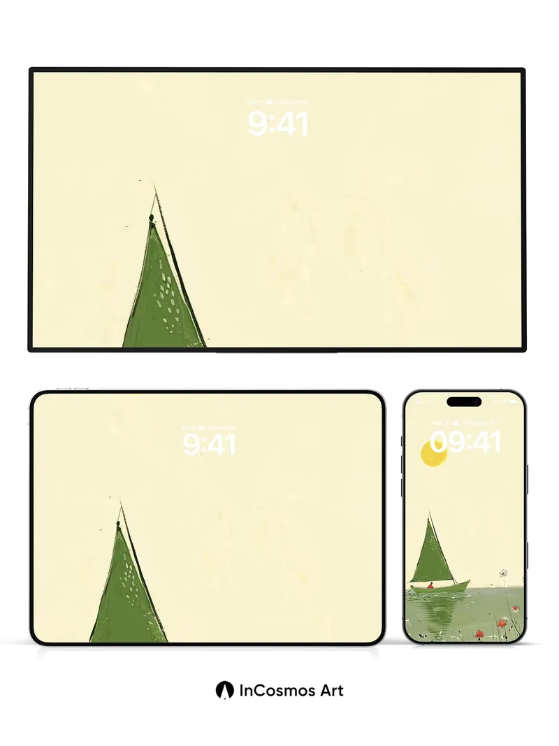 Serenity Sail Wallpaper with Sunlit Stillness