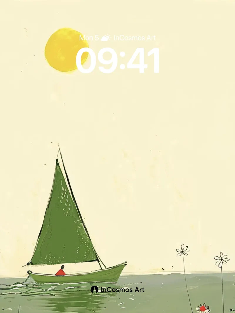 Serenity Sail Wallpaper with Sunlit Stillness