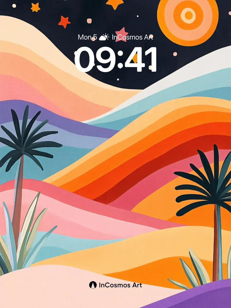 Cosmic Dunes Wallpaper with Starlit Waves