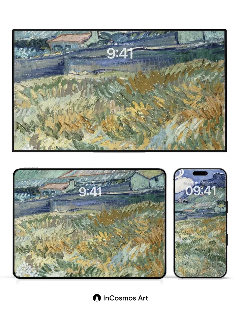 Whirlwind Field Wallpaper with Van Gogh's Touch