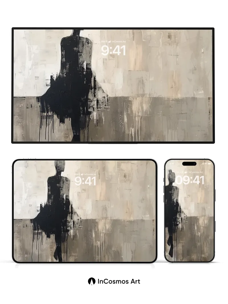 Silhouette Echo Wallpaper with Ink Drip Depth