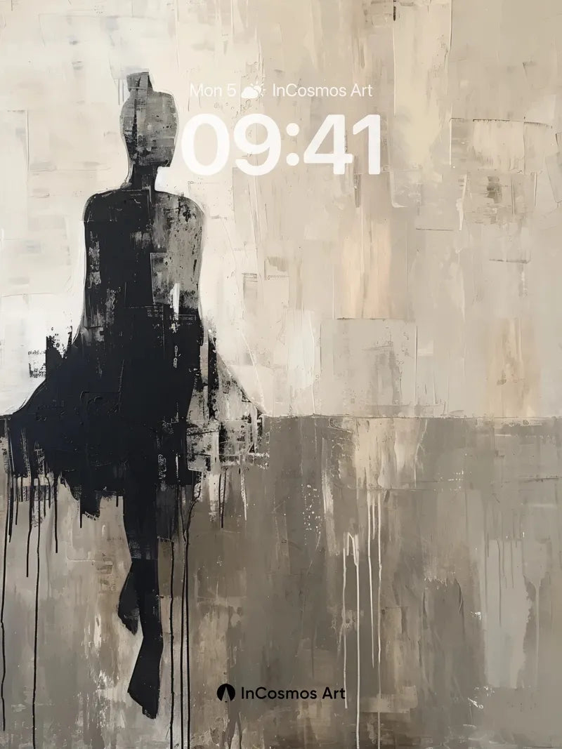 Silhouette Echo Wallpaper with Ink Drip Depth