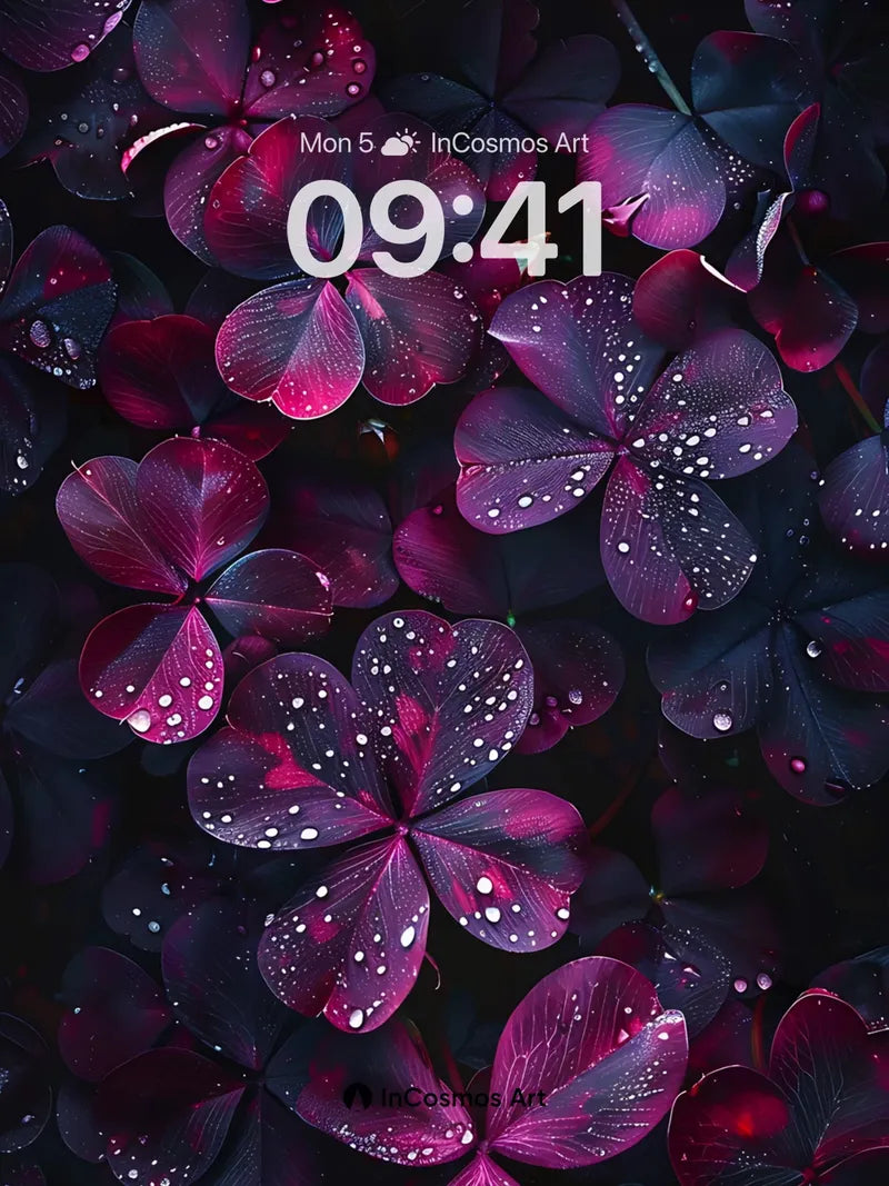 Velvet Nightfall Wallpaper with Dew-Kissed Clovers