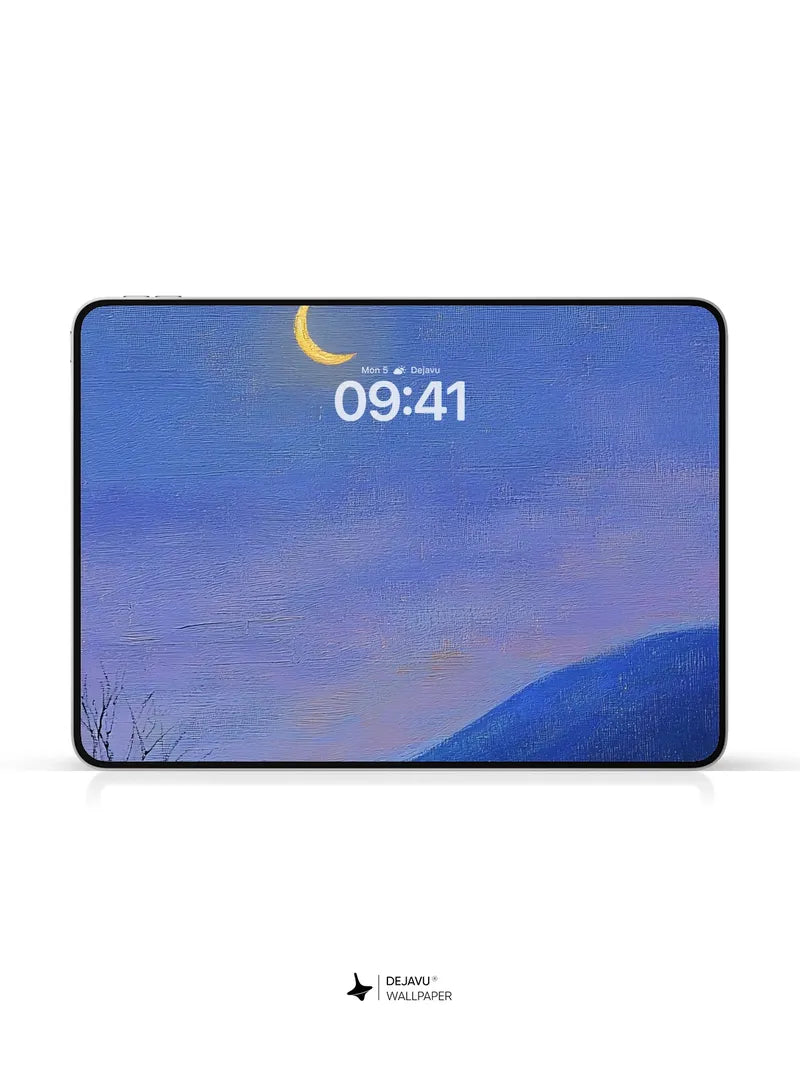 8K Minimal Aesthetic Painting: Serene Night Landscape