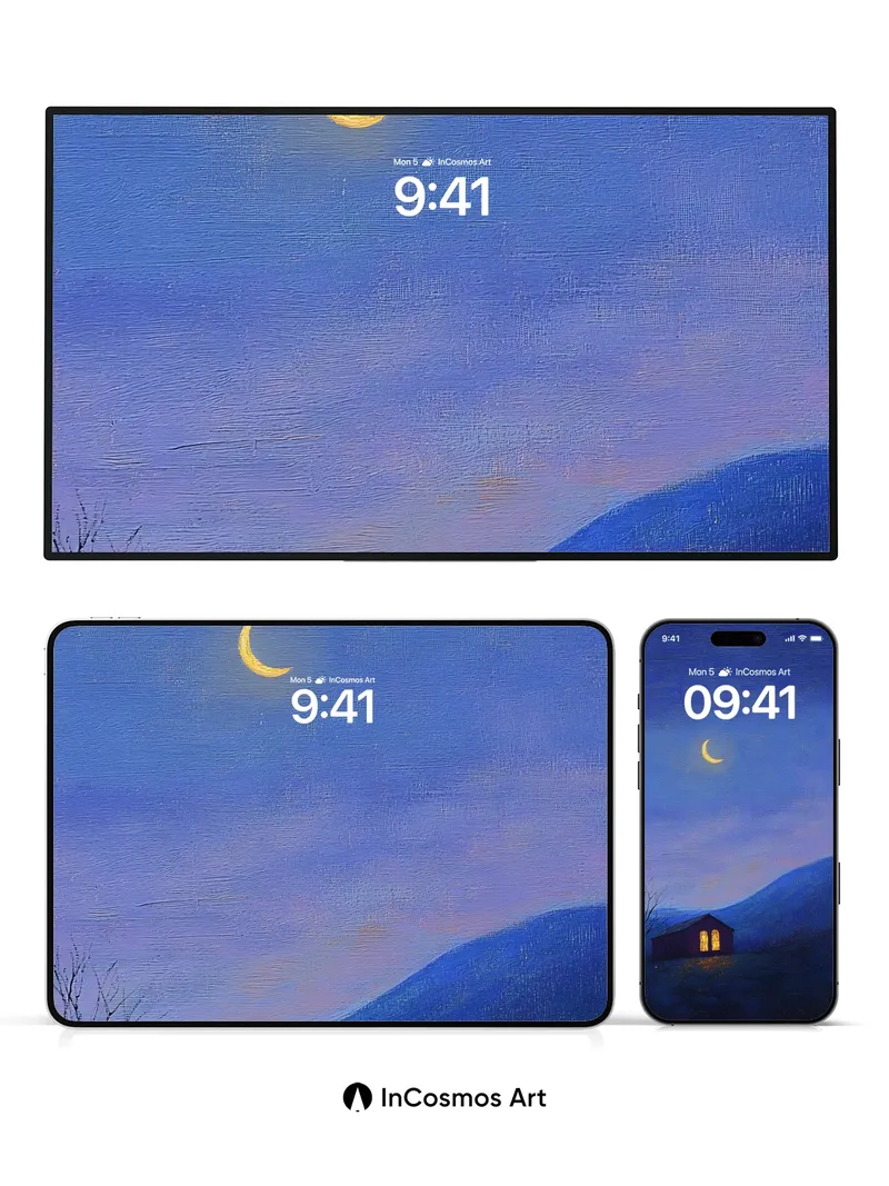 Crescent Hush Wallpaper with Golden Windows