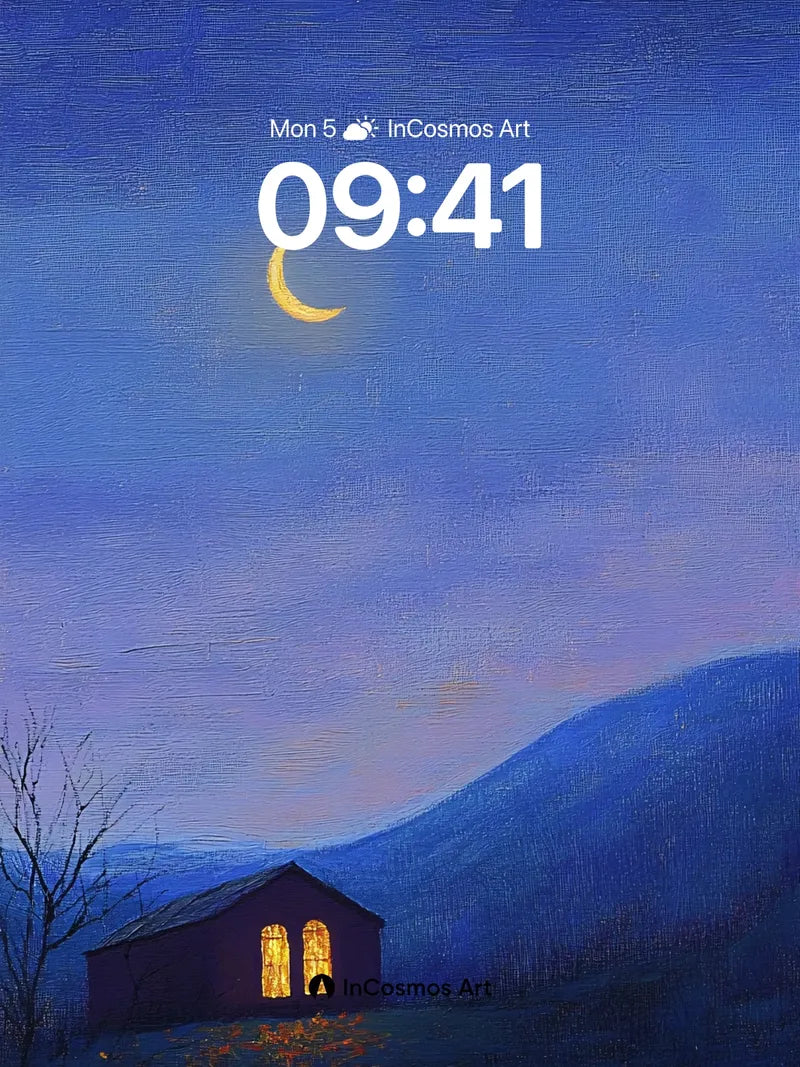 Crescent Hush Wallpaper with Golden Windows