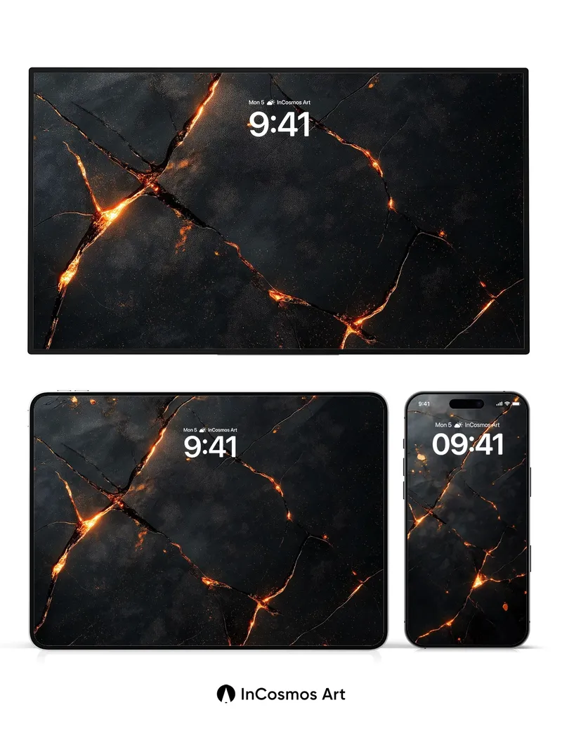 Fractured Ember Wallpaper with Lava Veins