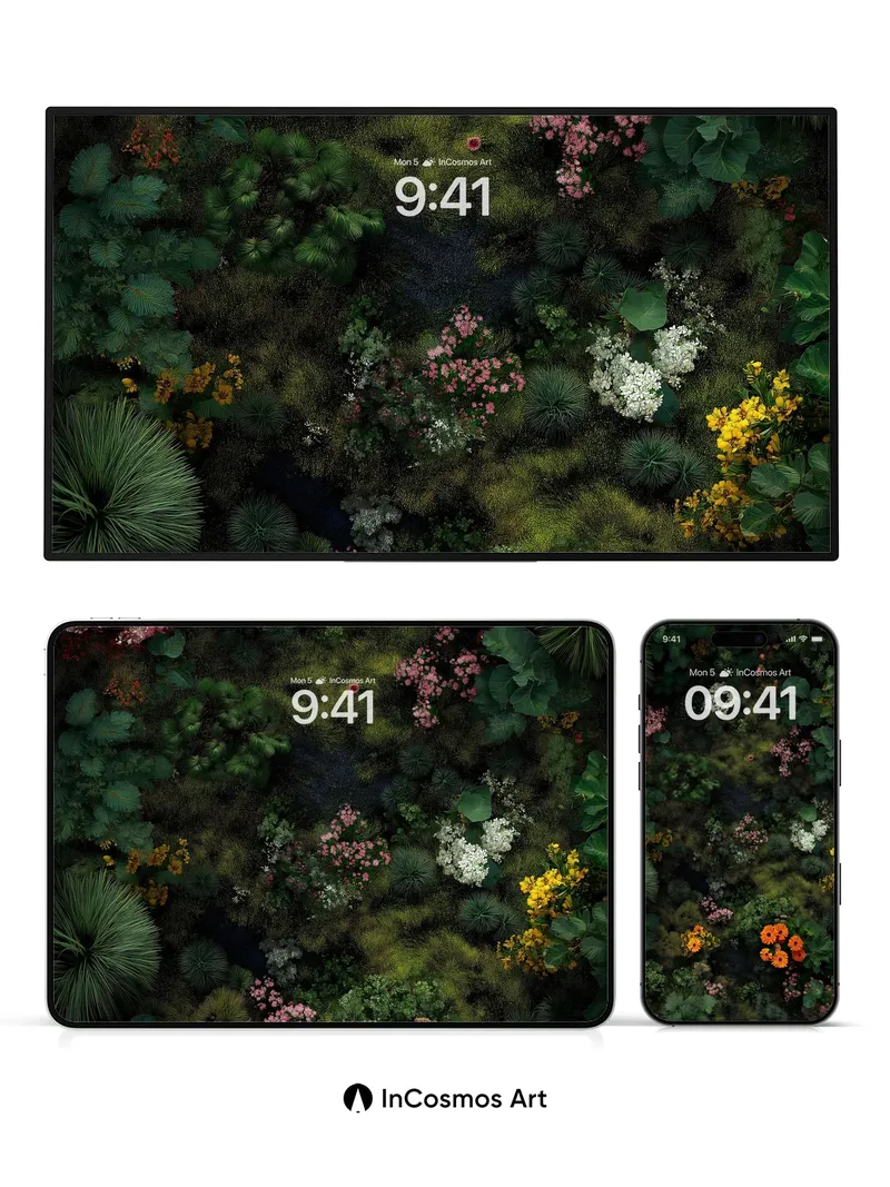 Midnight Garden Wallpaper with Hidden Blooms
