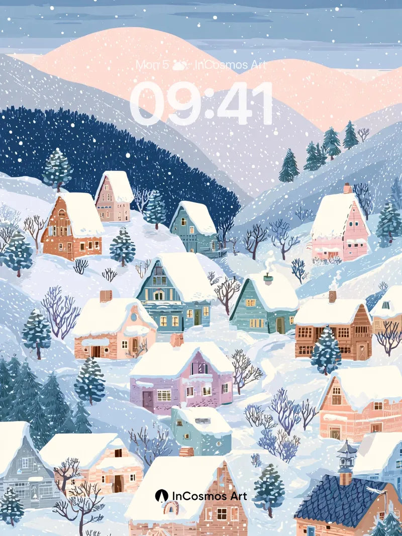 Snowfall Hush Wallpaper with Pastel Alpines wallpaper for iPhone, iPad & Mac