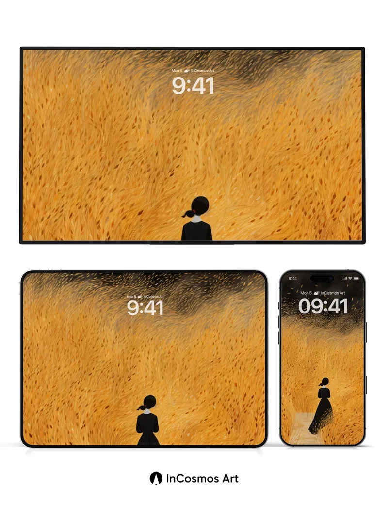 Whispering Gold Wallpaper with Van Gogh Swirls