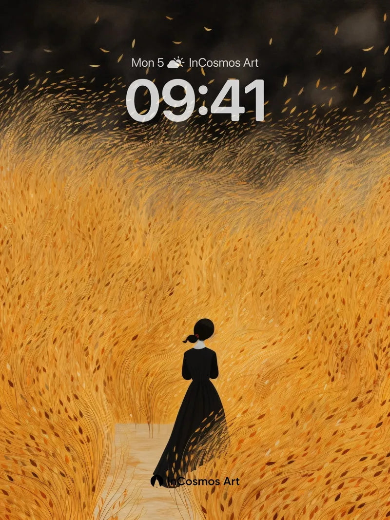 Whispering Gold Wallpaper with Van Gogh Swirls