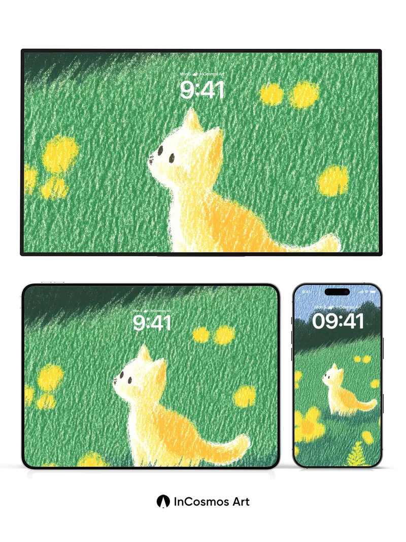 Golden Whisker Wallpaper with Dandelion Fields