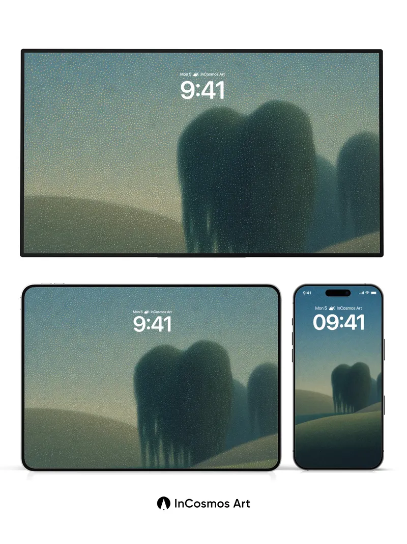 Serenity Dusk Wallpaper with Shadowed Trees