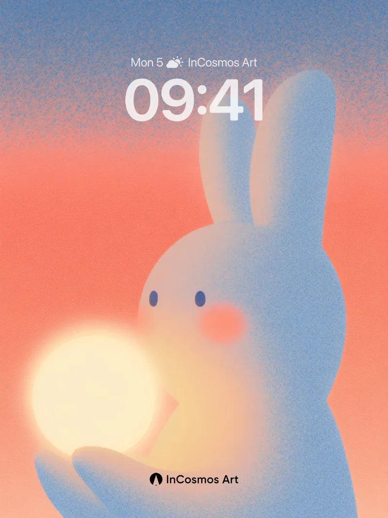 Serene Bunny Wallpaper with Luminous Orb