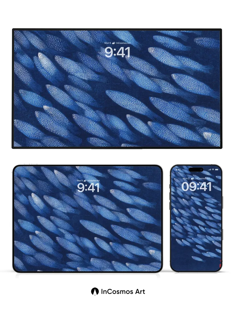 Serenity Swarm Wallpaper with Indigo Currents