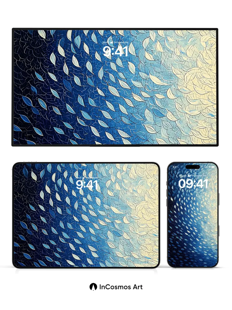 Cerulean Wave Wallpaper with Feathered Light