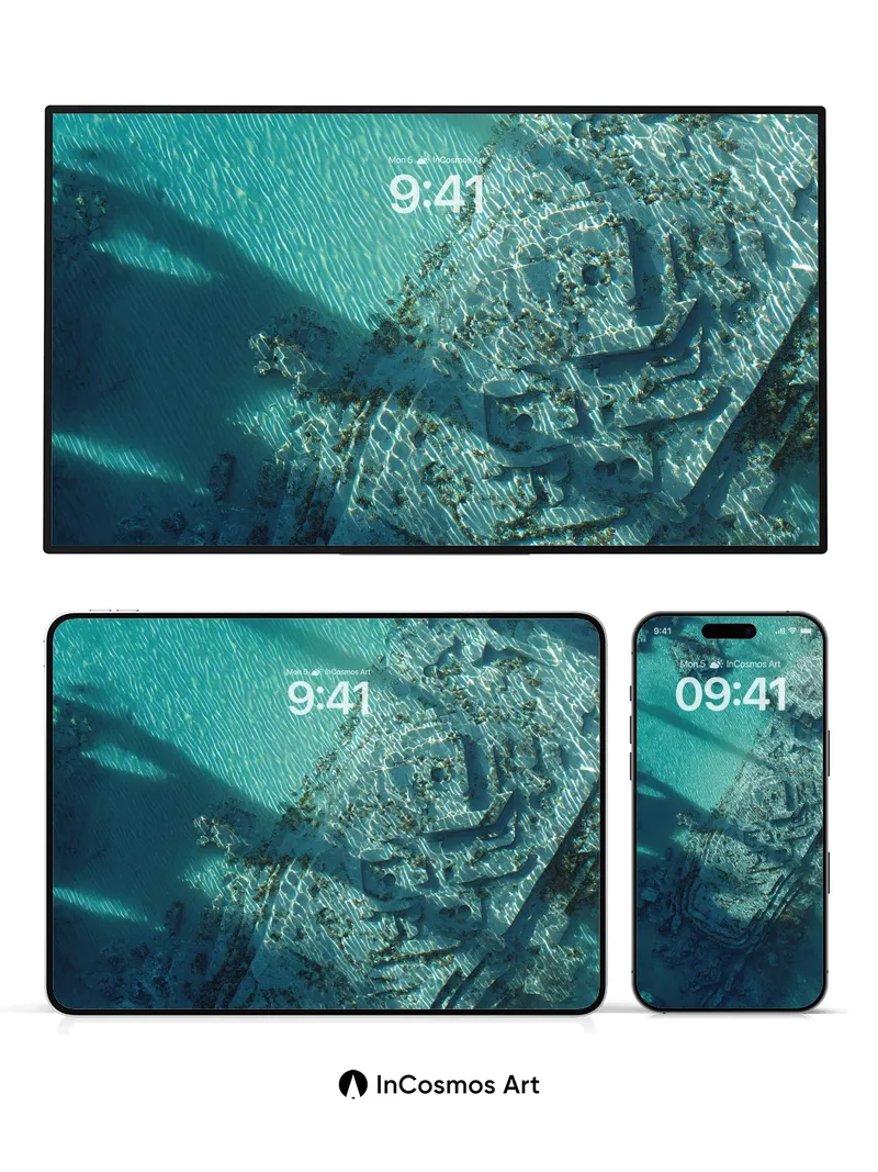 Coral Lattice Wallpaper with Sunlit Ripples