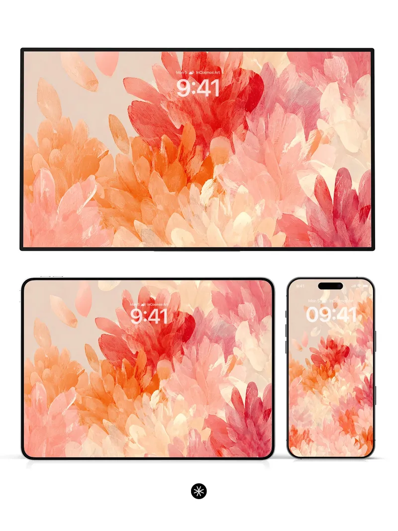 Petal Drift Wallpaper in Soft Coral Haze