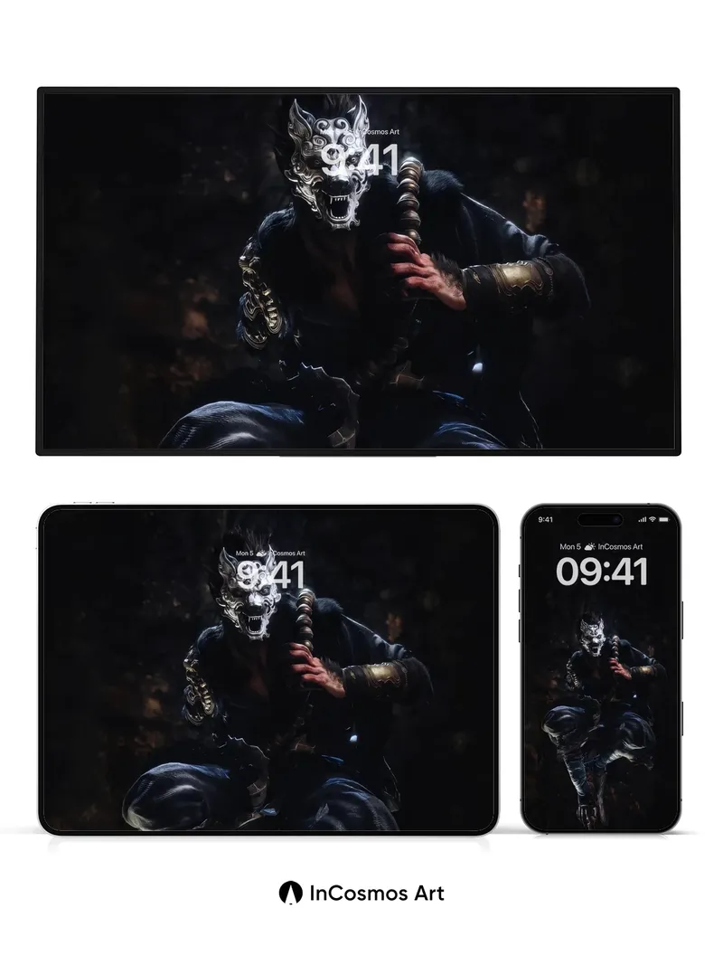 Shadowed Oni Wallpaper with Midnight Mask