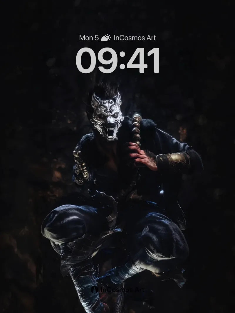 Shadowed Oni Wallpaper with Midnight Mask