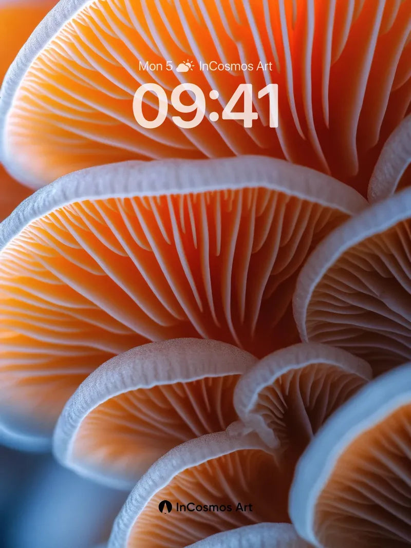 Luminous Fungi Wallpaper with Veined Glow