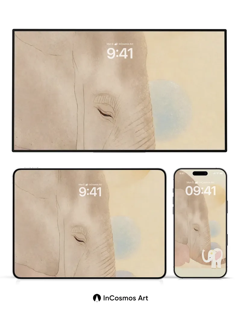 Serenity Elephants Wallpaper with Gentle Touch