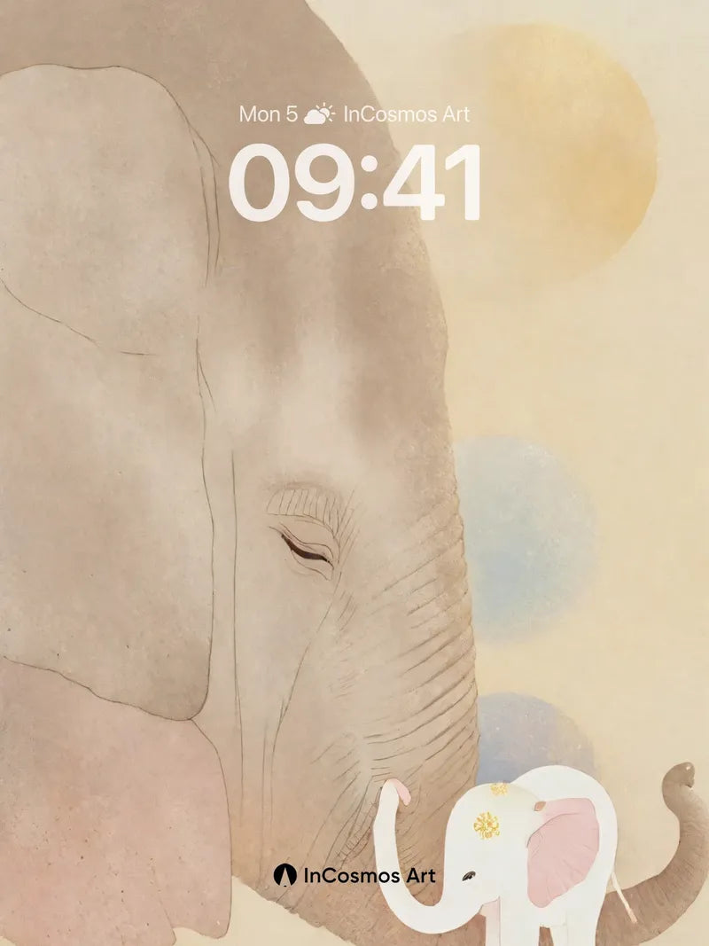 Serenity Elephants Wallpaper with Gentle Touch