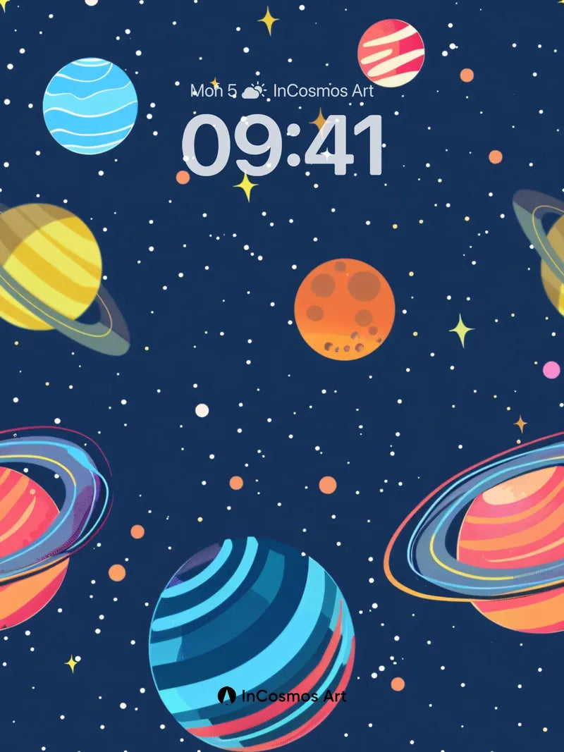 Cosmic Whimsy Wallpaper with Playful Planets
