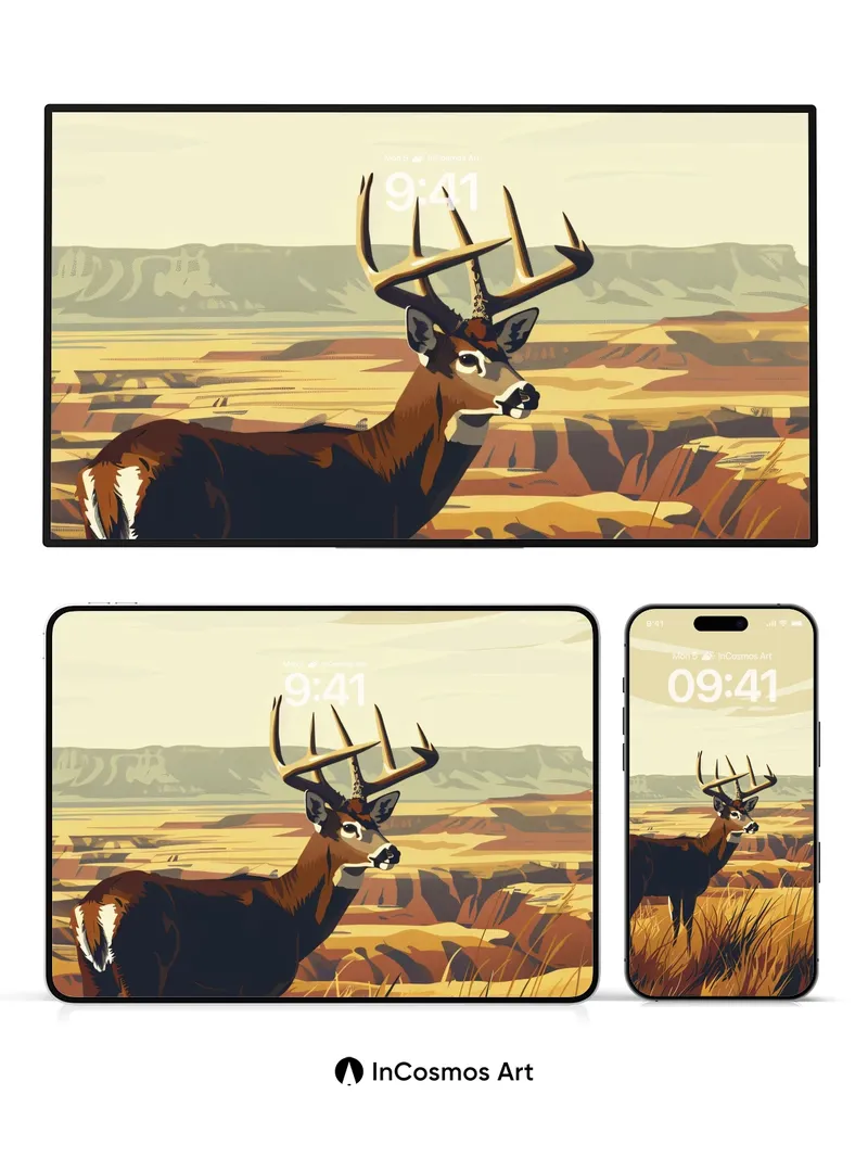 Golden Silence Wallpaper with Desert Antler