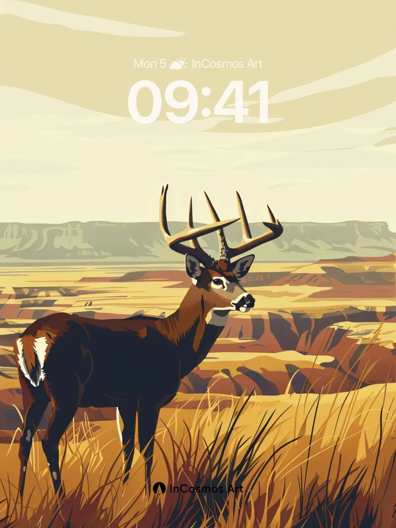 Golden Silence Wallpaper with Desert Antler