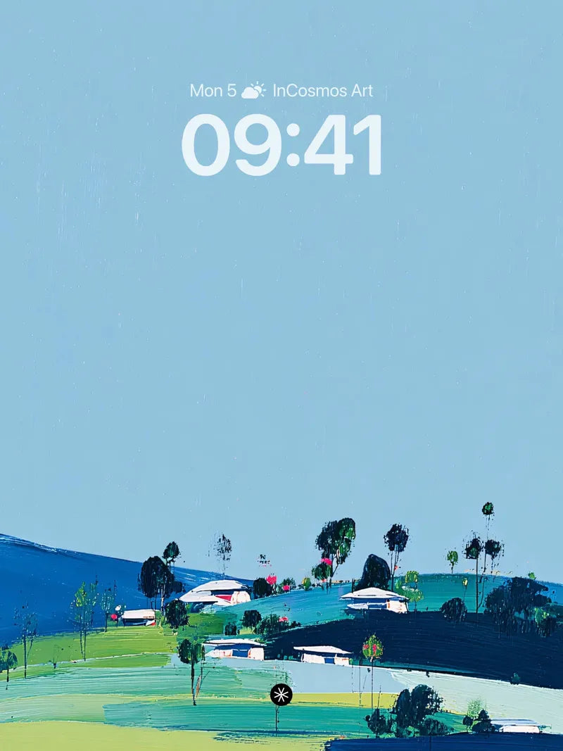 Tranquil Pastoral Geometric Wallpaper Serenity wallpaper for iPhone, iPad & Mac