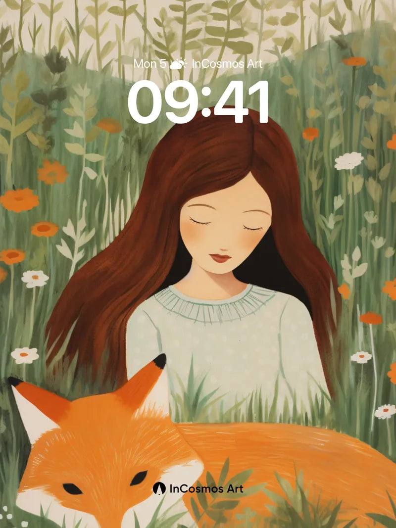 Serenity Fox Wallpaper with Whispering Grass