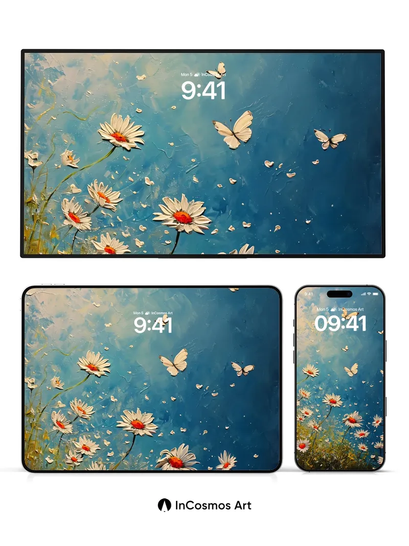 Serenity Bloom Wallpaper with Fluttering Wings